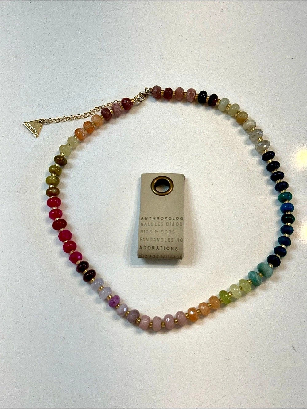 Anthropologie Multicolor Rainbow Stone Necklace